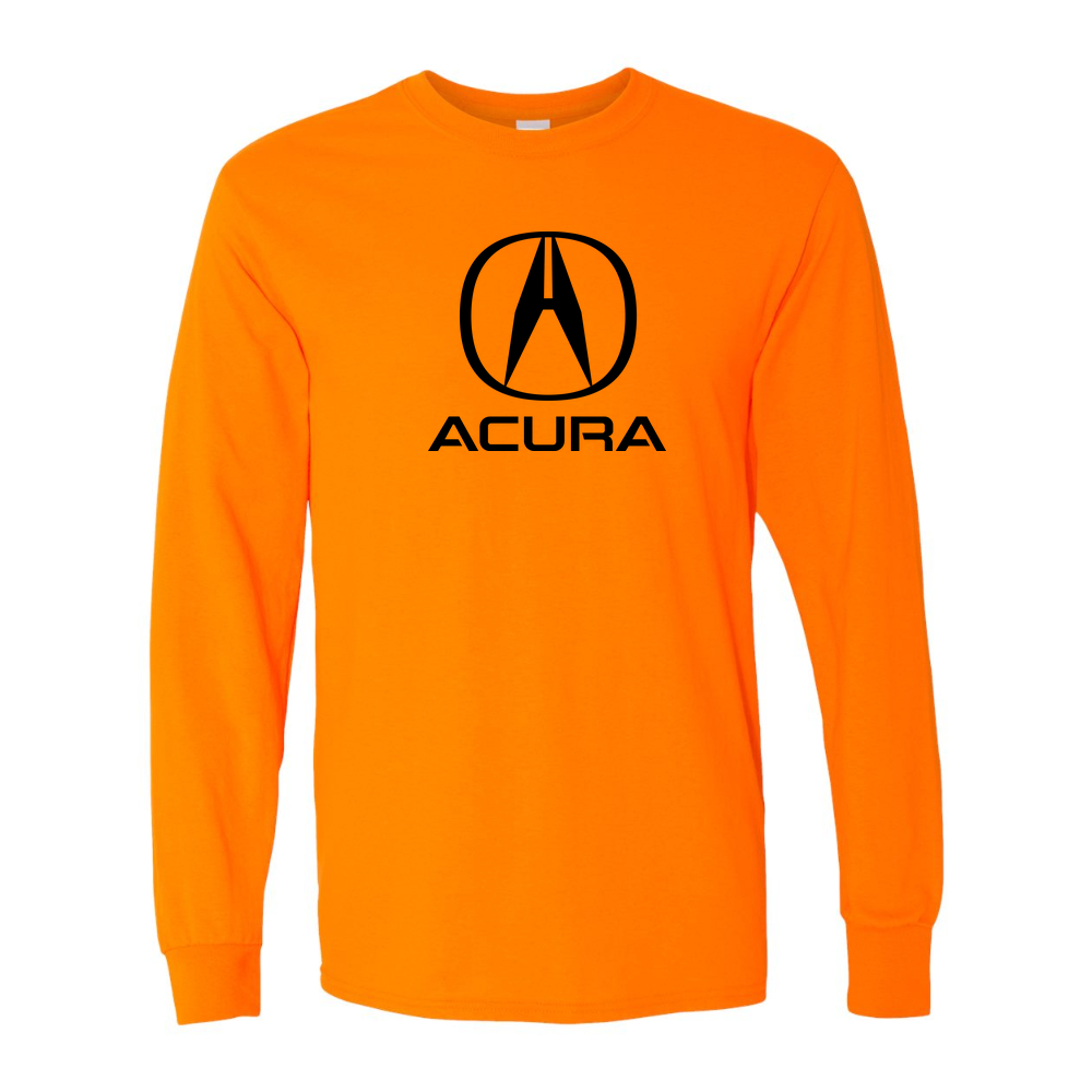 Men’s Acura Car Cotton Long Sleeve T-Shirt | Color: Safety Orange | Original artwork