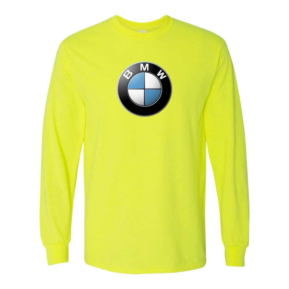 Men's BMW Car Cotton Long Sleeve T-Shirt | Color: Safety Green | Original artwork