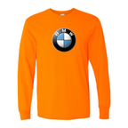 Men's BMW Car Cotton Long Sleeve T-Shirt | Color: Safety Orange | Original artwork