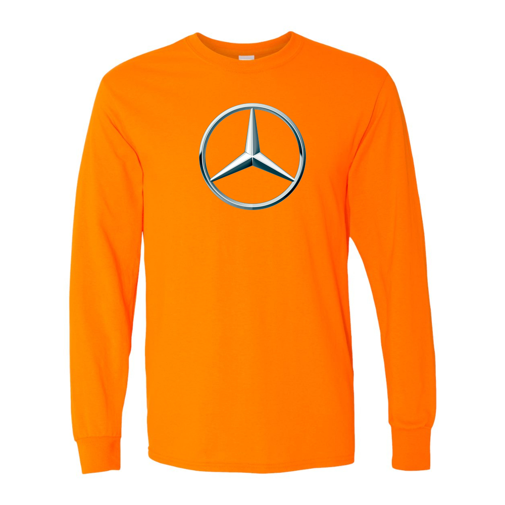 Men's Mercedes-Benz New Car Cotton Long Sleeve T-Shirt | Color: Safety Orange | Original artwork
