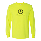 Men’s Mercedes-Benz Luxury Car Cotton Long Sleeve T-Shirt | Color: Safety Green | Original artwork