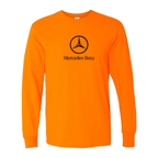Men’s Mercedes-Benz Luxury Car Cotton Long Sleeve T-Shirt | Color: Safety Orange | Original artwork