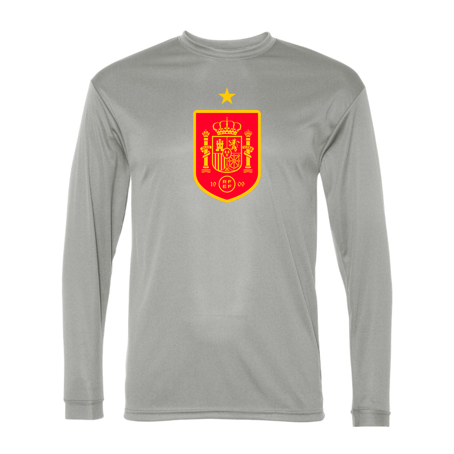 Men’s Spain Red Logo National Soccer Team - C2 Sport - Performance Long Sleeve T-Shirt - 5104