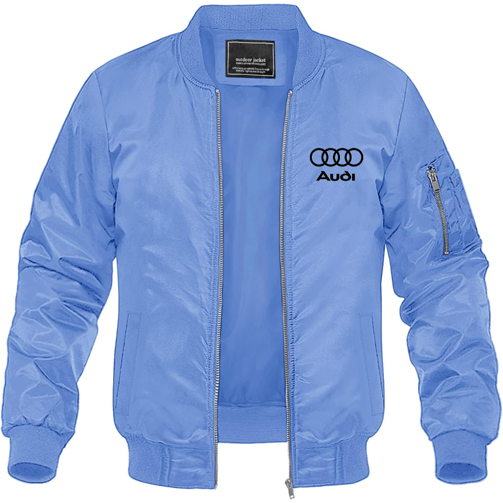 Men’s Audi Motorsports Car Lightweight Bomber Jacket Windbreaker Softshell Varsity Jacket Coat