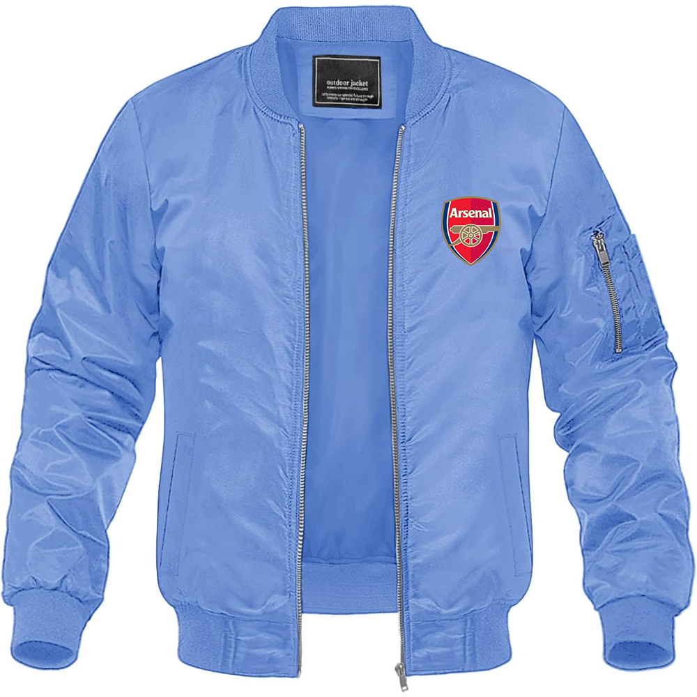 Men's Arsenal Soccer Lightweight Bomber Jacket Windbreaker Softshell Varsity Jacket Coat