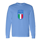 Youth Kids Italy National Soccer Long Sleeve T-Shirt