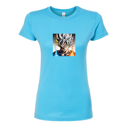 Women’s Goku Fire Dragon Ball Z Cartoon Round Neck T-Shirt