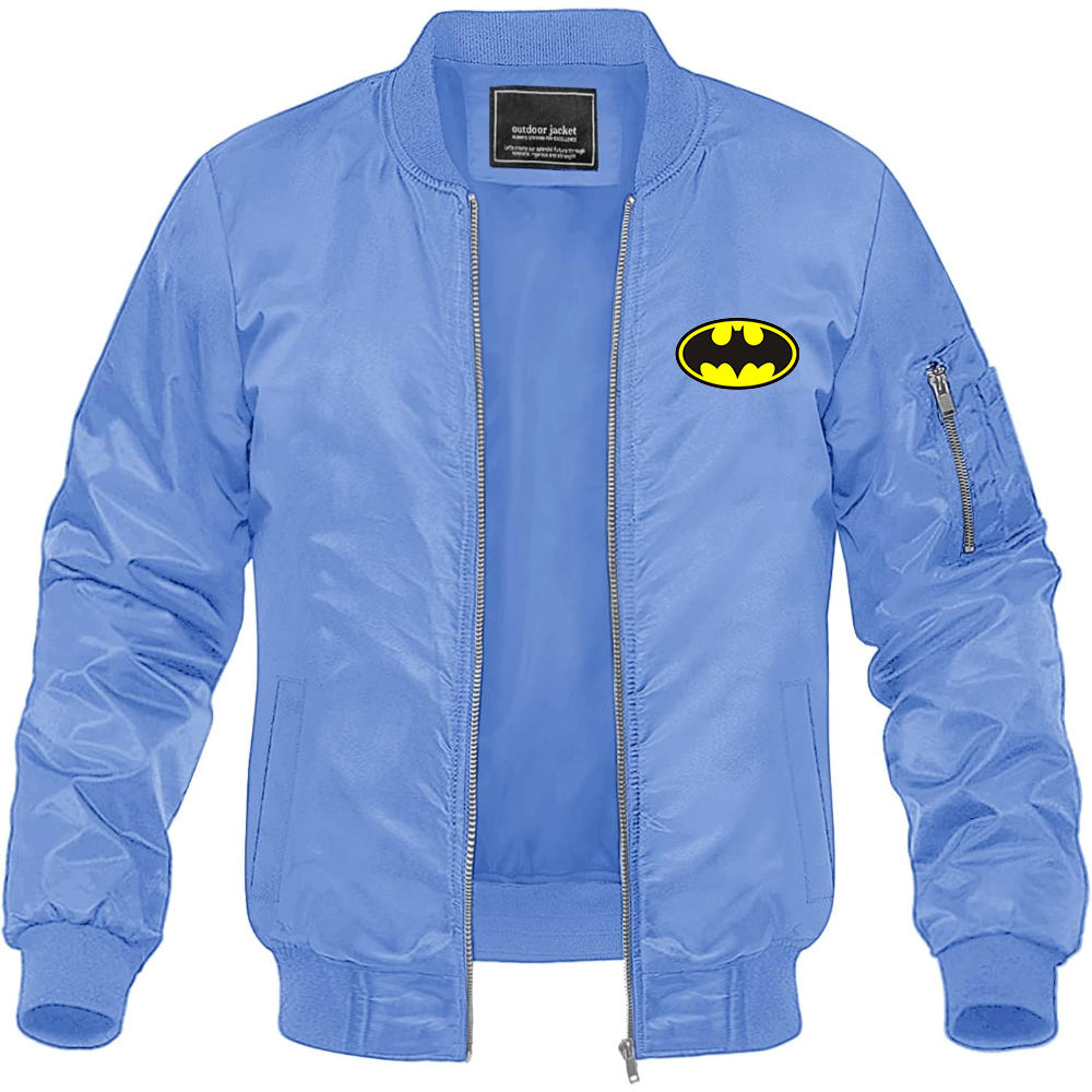 Men's DC Comics Batman Superhero Lightweight Bomber Jacket Windbreaker Softshell Varsity Jacket Coat