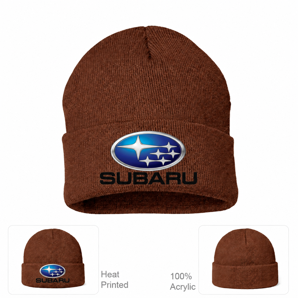 Subaru beanie Brown front