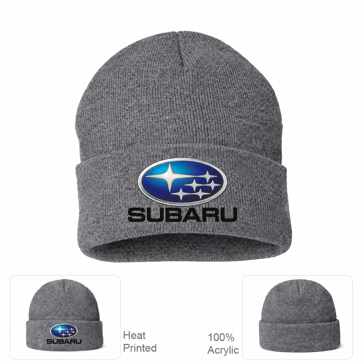Subaru beanie Grey front
