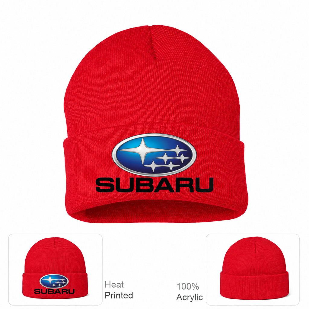 Subaru beanie Red front