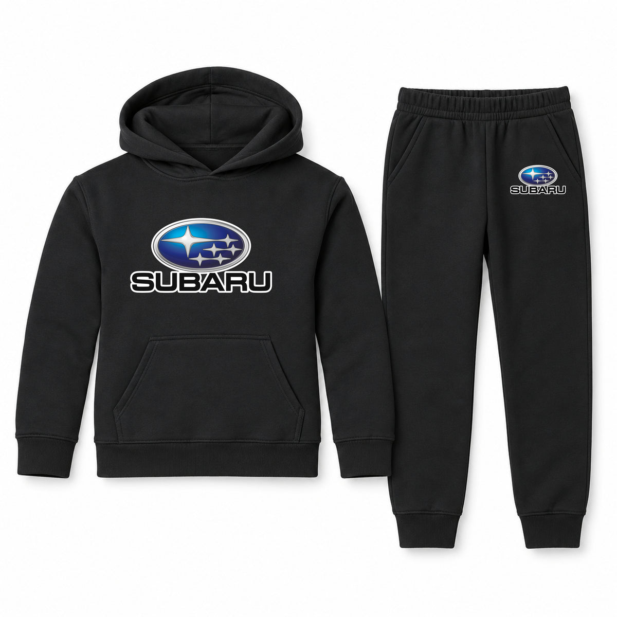 Subaru youth hoodie jogger set, Black, Youth Large ages 10–12