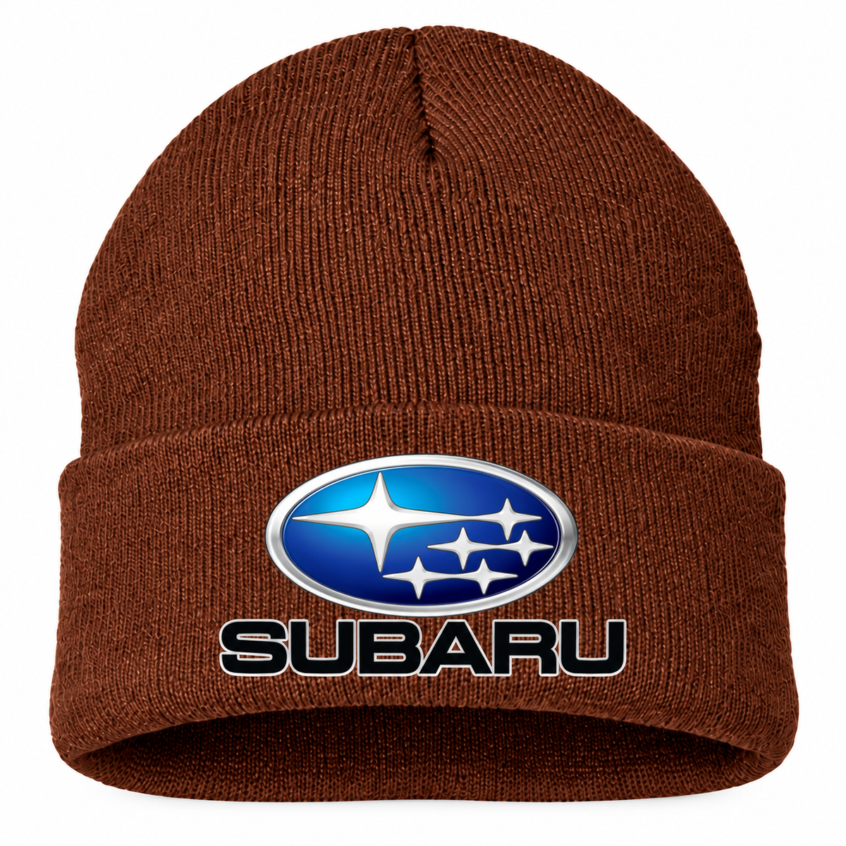 Subaru Beanie Hat — Brown — front main