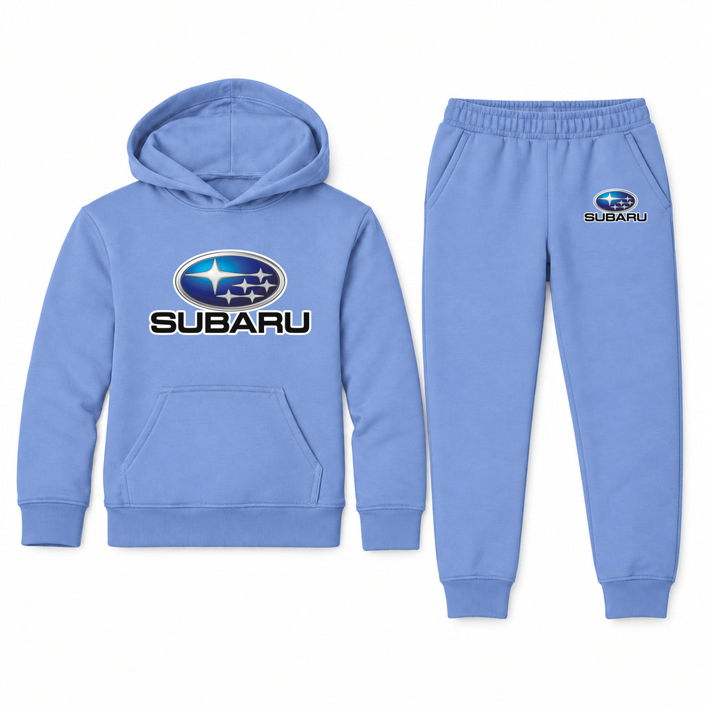 Subaru youth hoodie jogger set, Carolina Blue, Youth Large ages 10–12