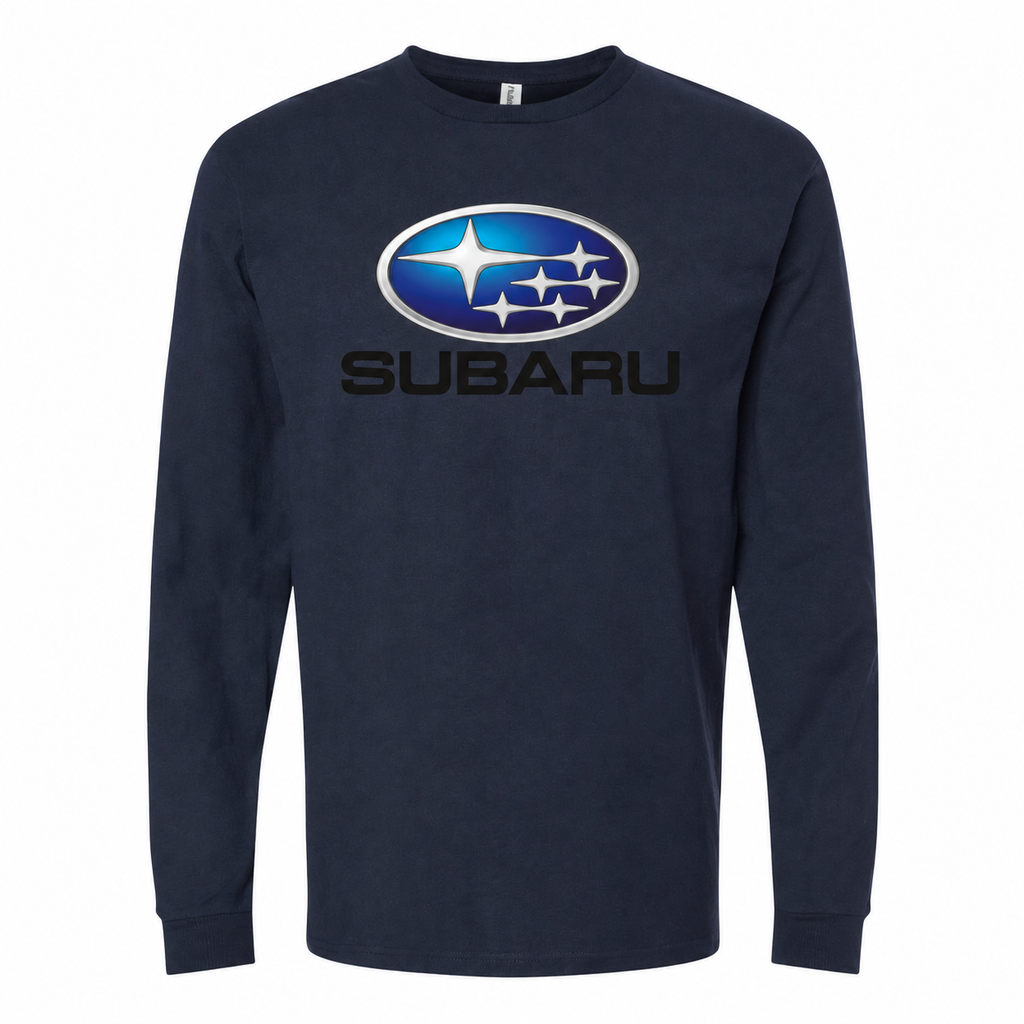 Subaru men's cotton long sleeve T-shirt Navy front