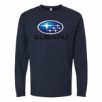 Subaru men's cotton long sleeve T-shirt Navy front