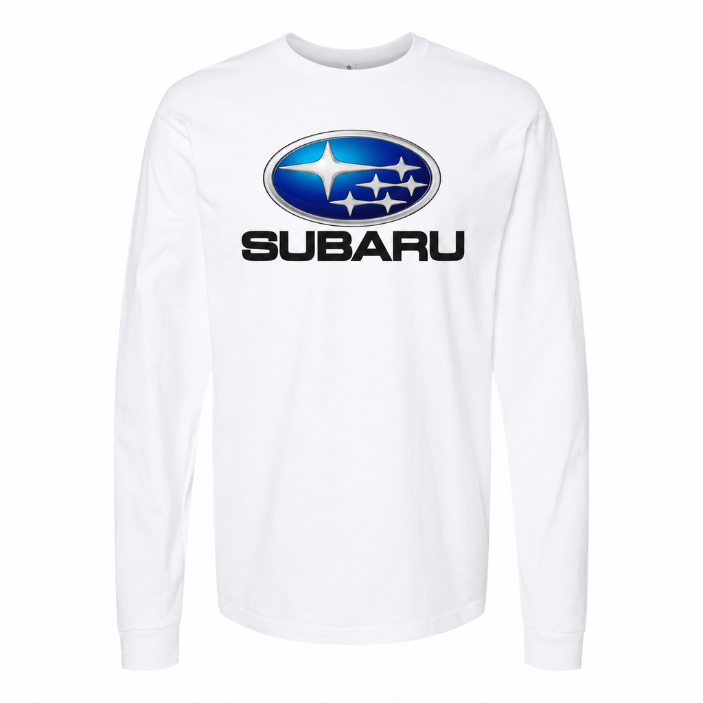 Subaru men's cotton long sleeve T-shirt White front