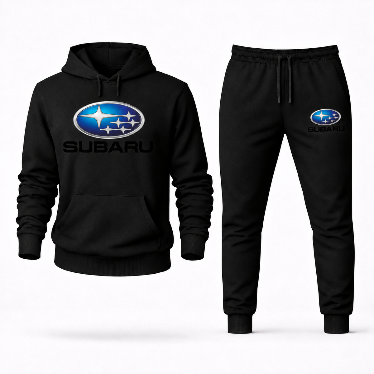 Subaru hoodie jogger set Black front