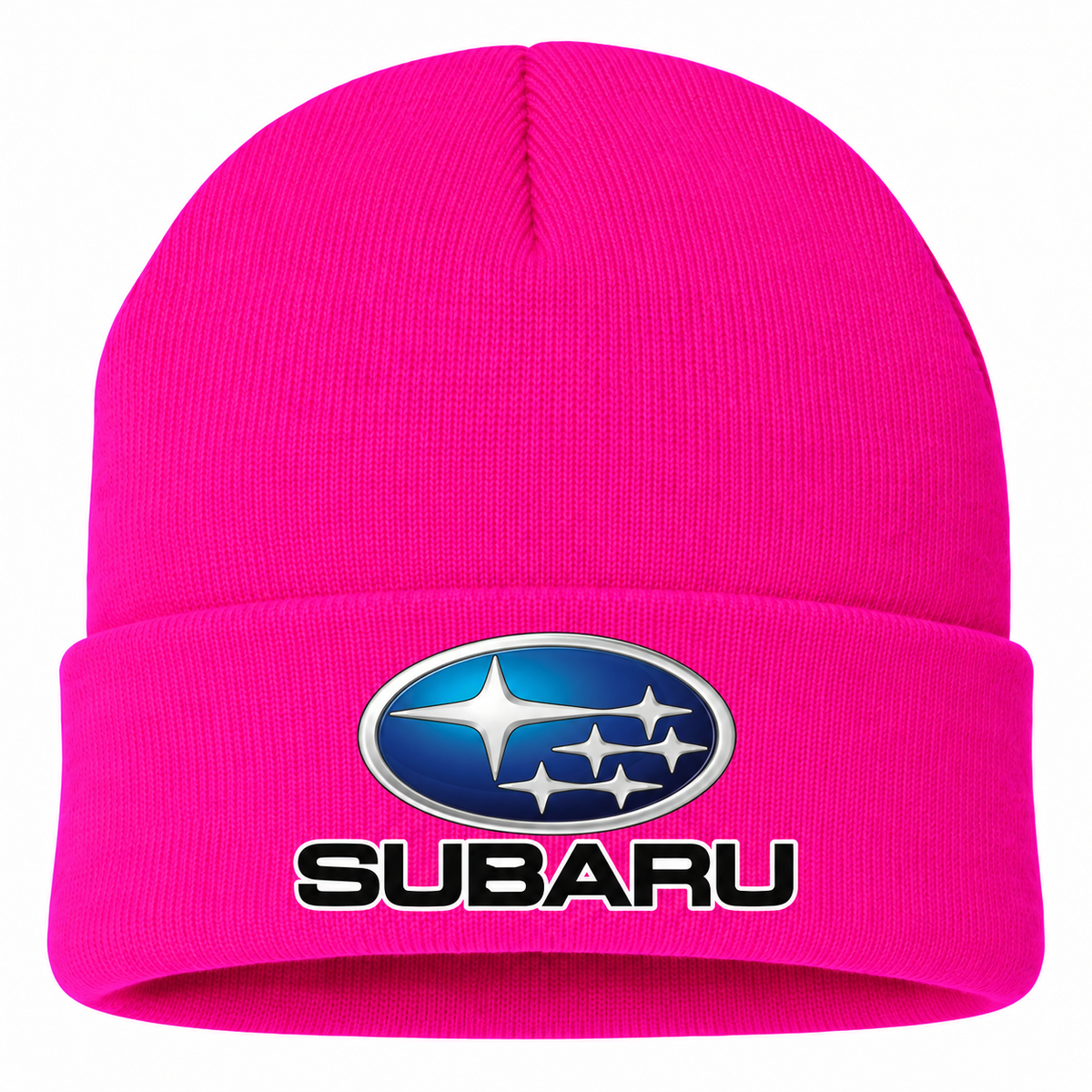 Subaru Beanie Hat — Hot Pink — front main