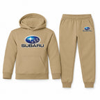 Subaru youth hoodie jogger set, Khaki, Youth Large ages 10–12