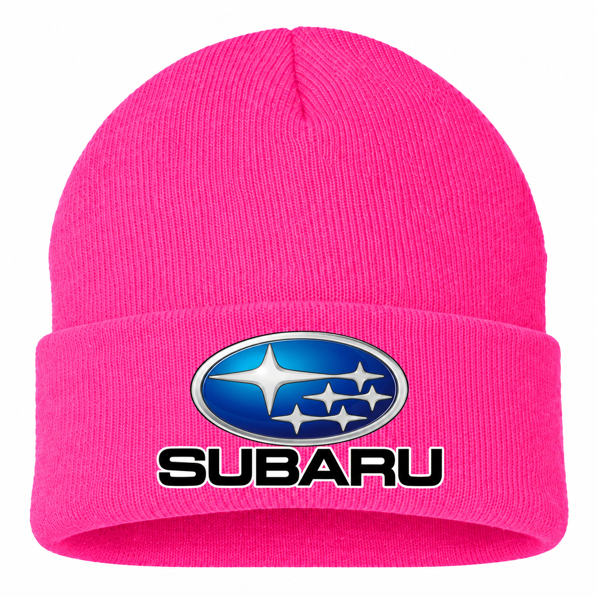 Subaru Beanie Hat — Pink — front main