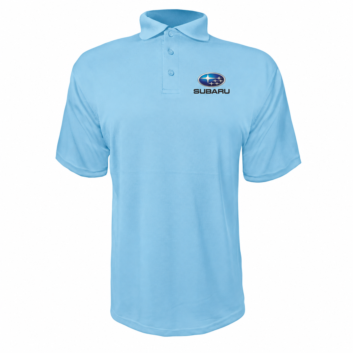 Subaru polyester polo — Carolina Blue — source logo on left chest