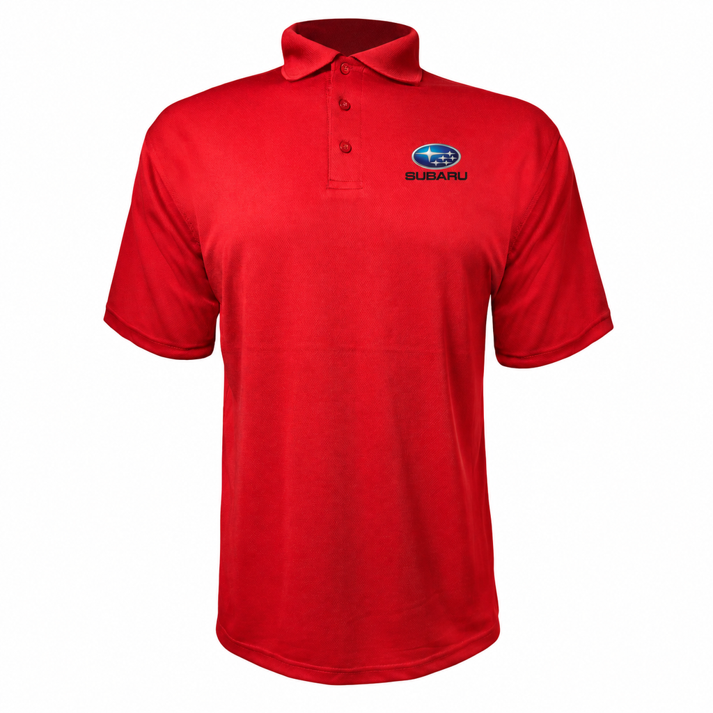 Subaru polyester polo — Red — source logo on left chest