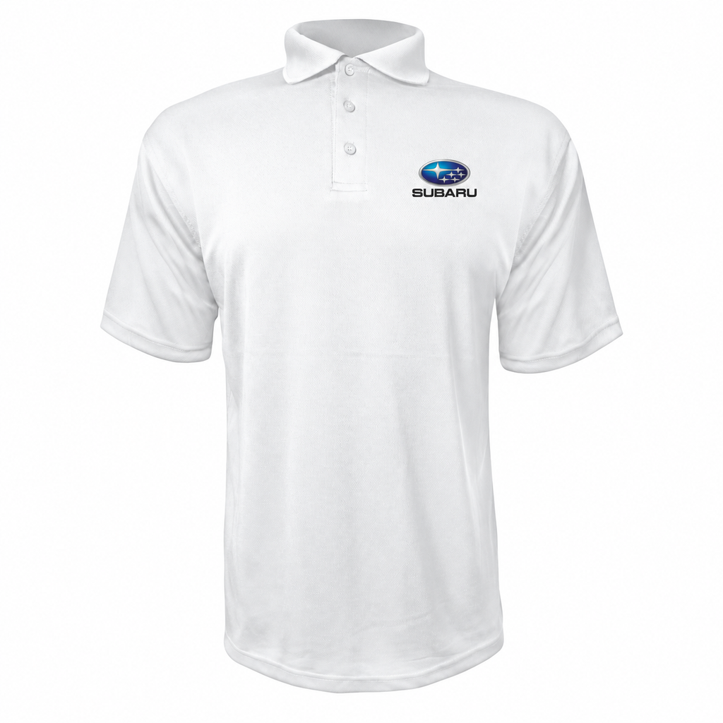 Subaru polyester polo — White — source logo on left chest