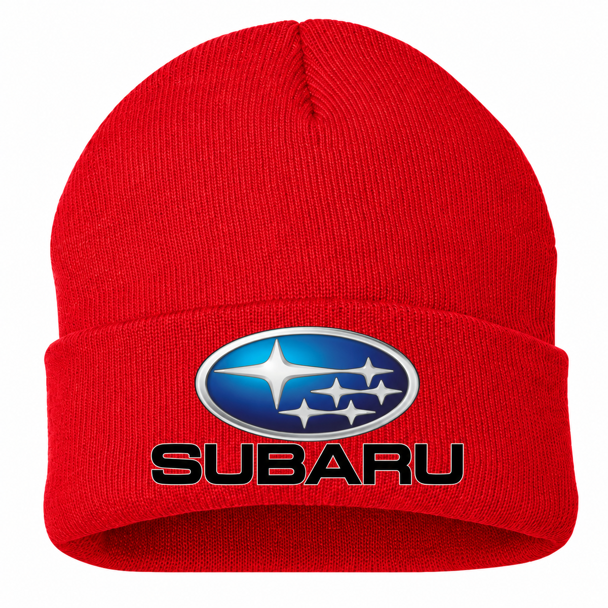 Subaru Beanie Hat — Red — front main