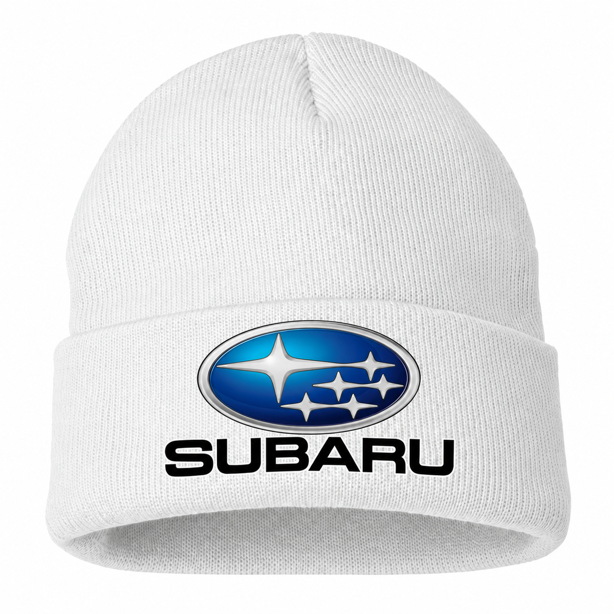 Subaru Beanie Hat — White — front main