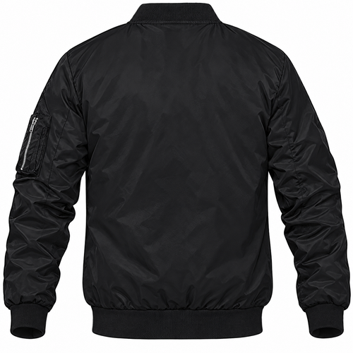 Tesla black bomber jacket back product view | color: black |