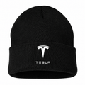 Men's Tesla Beanie Hat — Black — clean front main