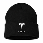 Men's Tesla Beanie Hat — Black — clean front main