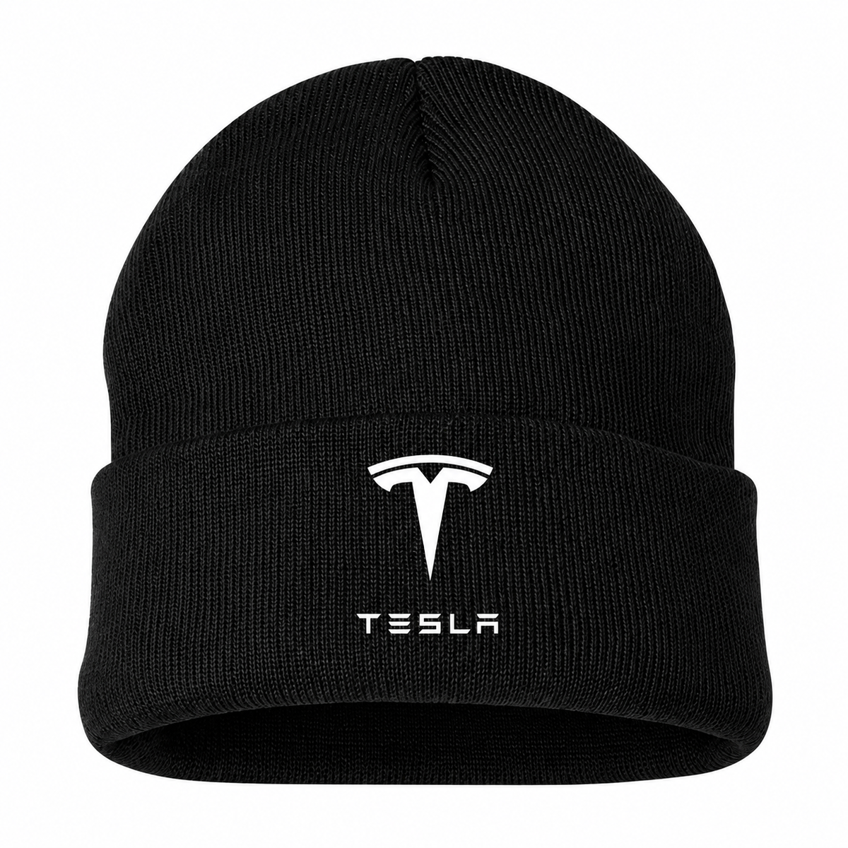 Men's Tesla Beanie Hat — Black — clean front main