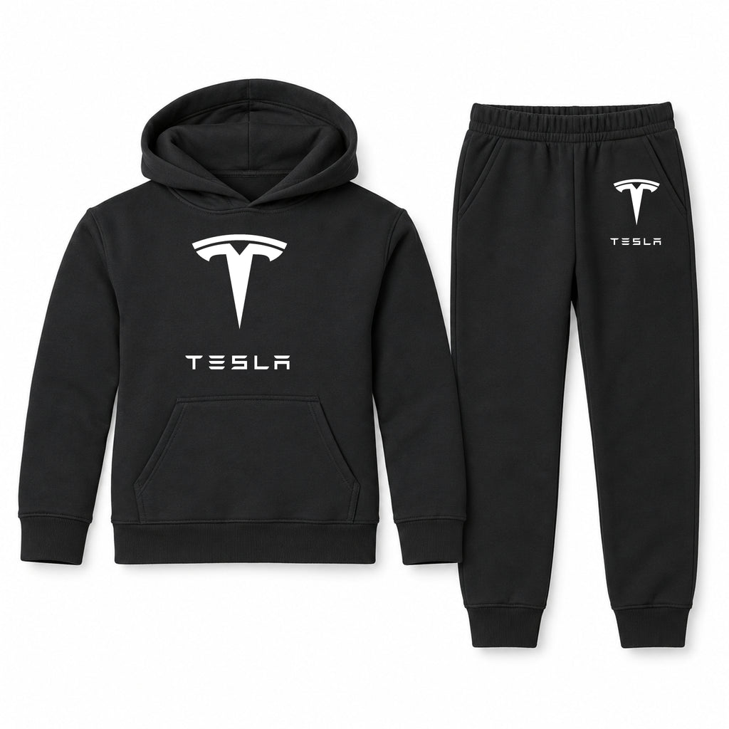 Tesla youth hoodie jogger set, Black, Youth Large ages 10–12