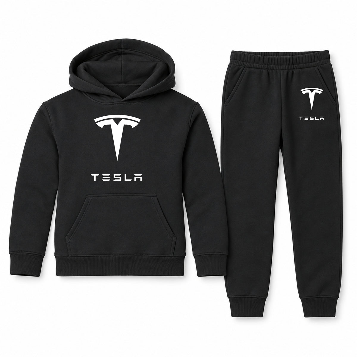 Tesla youth hoodie jogger set, Black, Youth Large ages 10–12