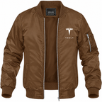 Tesla brown bomber jacket front product photo | color: brown |