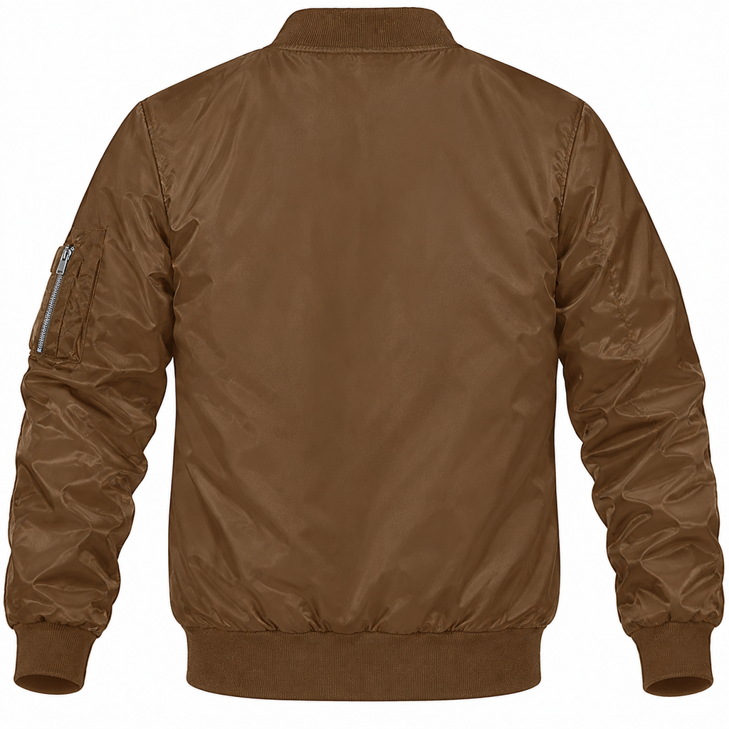 Tesla brown bomber jacket back product view | color: brown |