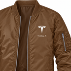 Tesla brown bomber jacket chest print detail | color: brown |