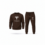 Men's Tesla Sweatshirt Joggers Set | Color: Brown | Main