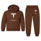 Tesla youth hoodie jogger set, Brown, Youth Large ages 10–12