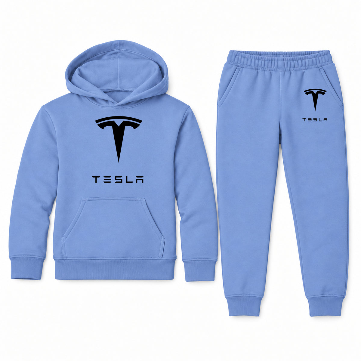 Tesla youth hoodie jogger set, Carolina Blue, Youth Large ages 10–12