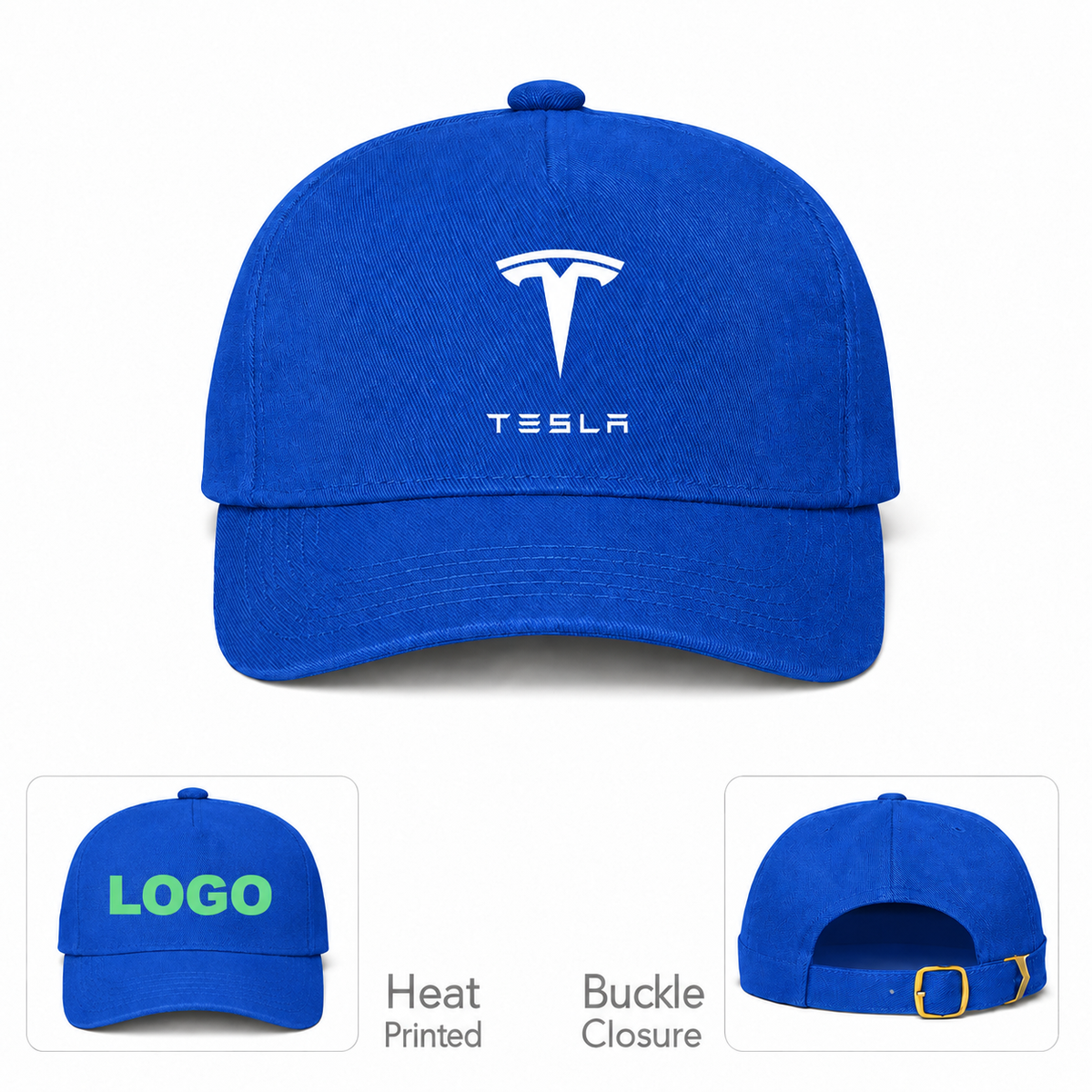 Tesla Car Dad Baseball Cap Hat | Color: Royal Blue | Original Product Details