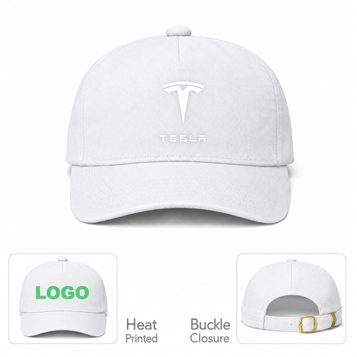 Tesla Car Dad Baseball Cap Hat | Color: White | Original Product Details
