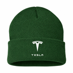 Men's Tesla Beanie Hat — Forest Green — clean front main