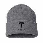 Men's Tesla Beanie Hat — Gray — clean front main