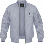Tesla grey bomber jacket front product photo | color: grey |