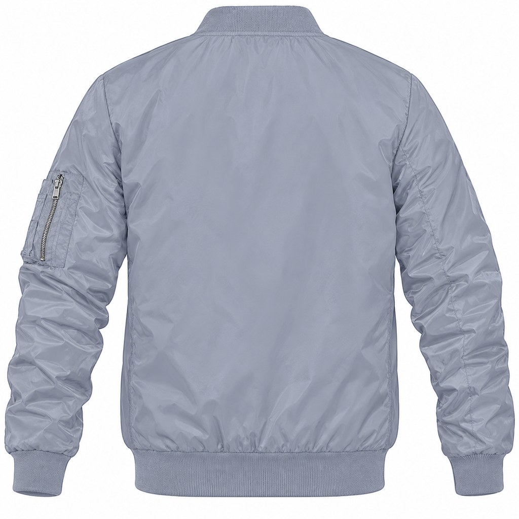 Tesla grey bomber jacket back product view | color: grey |