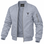 Tesla grey bomber jacket angled product view | color: grey |