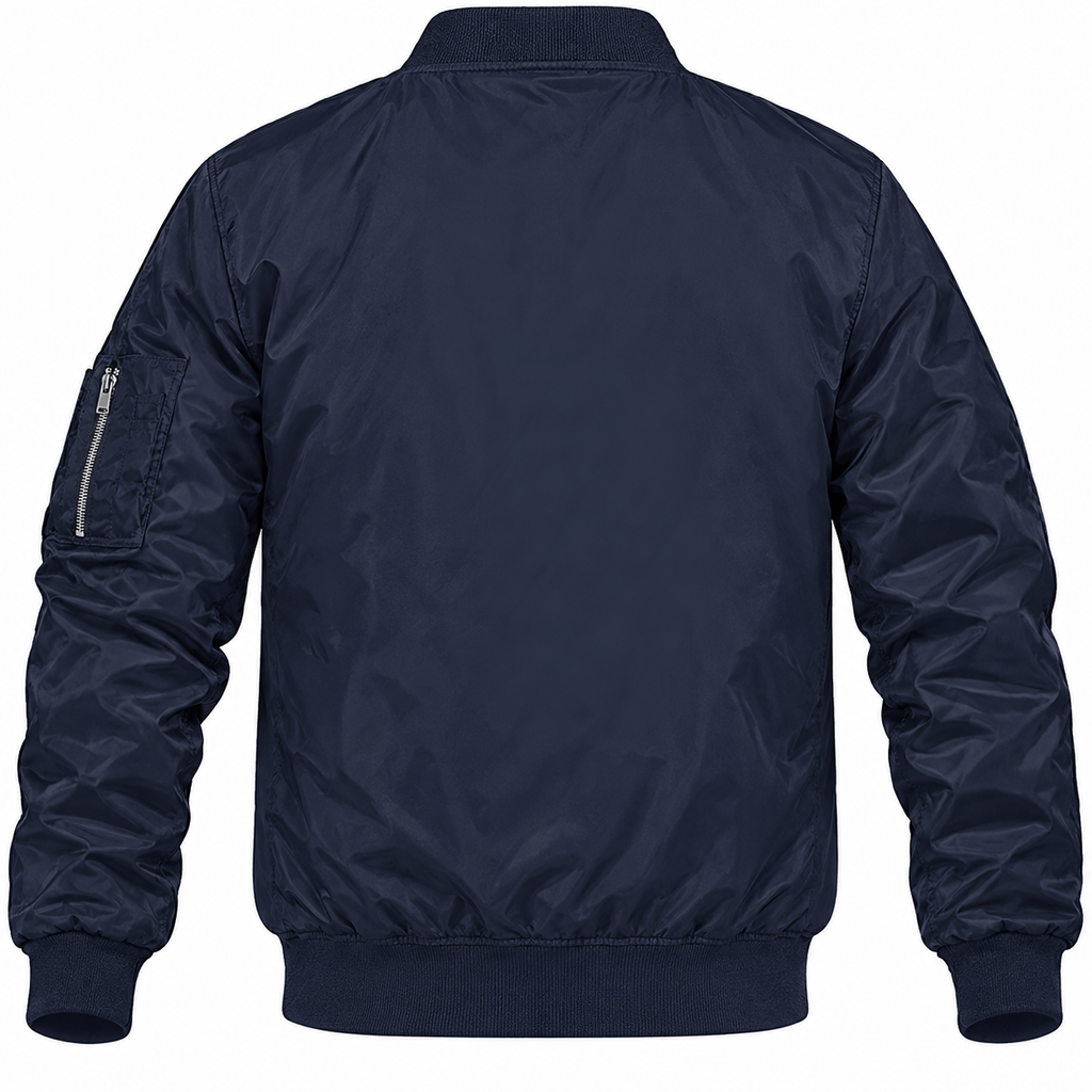 Tesla navy bomber jacket back product view | color: navy |